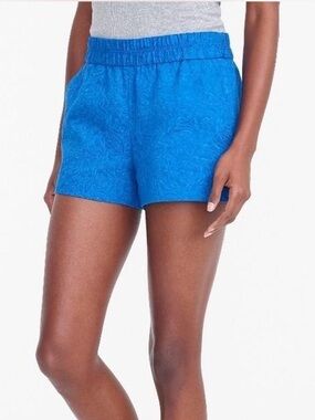 J Crew Royal Blue Women's Floral Elastic-Waist Jacquard Board Shorts Size 6